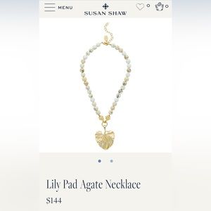 Susan Shaw NWOT Lily Pad White Agate Necklace